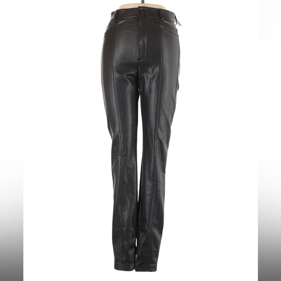Zara Black Faux Leather Button Leggings New - Picture 2 of 6